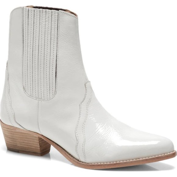 FREE PEOPLE New Frontier Chelsea Boots in Ivory patent leather 39 - Picture 1 of 8